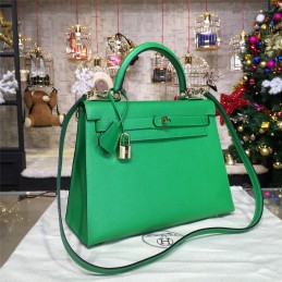 Green Kelly 28 Gold Hardware Bag