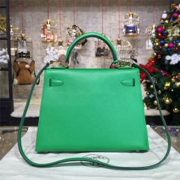Green Kelly 28 Gold Hardware Bag