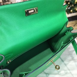 Green Kelly 28 Gold Hardware Bag
