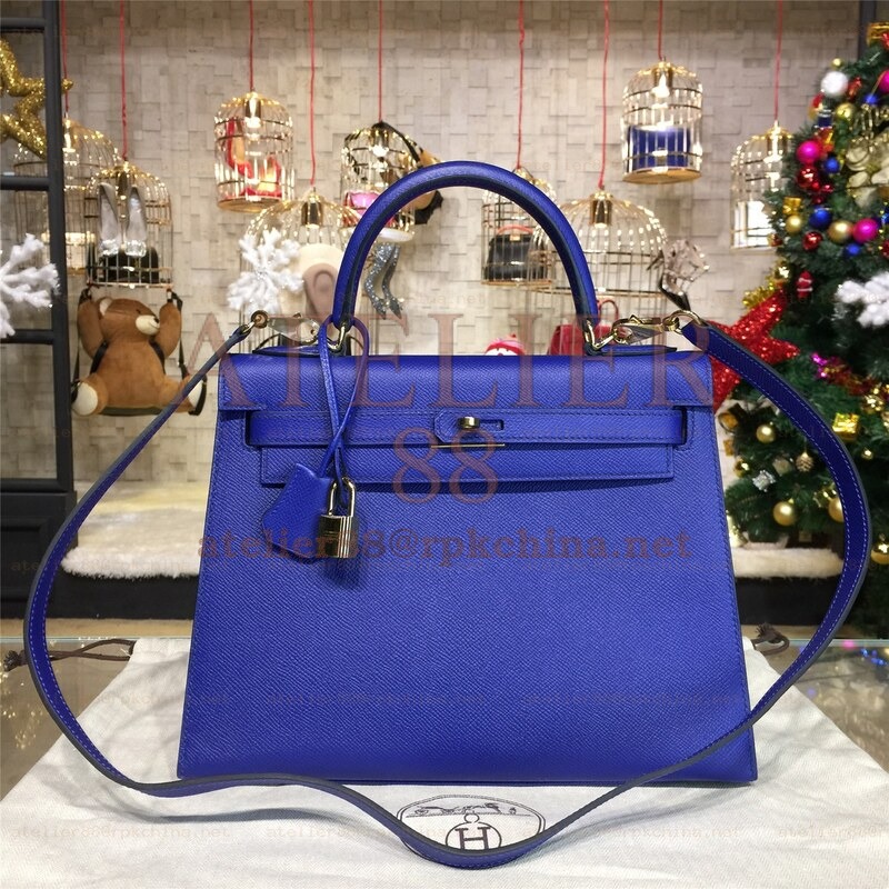 Cobalt Blue Kelly 28 Gold Hardware Bag