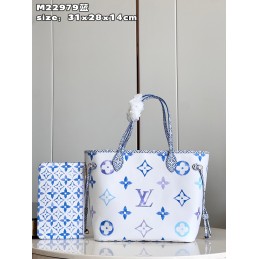 Neverfull MM White and Blue...