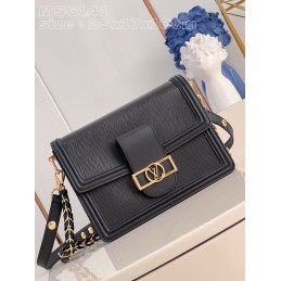 Dauphine MM Black Epi Leather