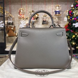 Taupe Gray Kelly 28 Palladium Hardware Bag