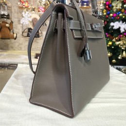 Taupe Gray Kelly 28 Palladium Hardware Bag