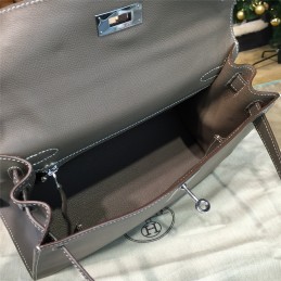 Taupe Gray Kelly 28 Palladium Hardware Bag