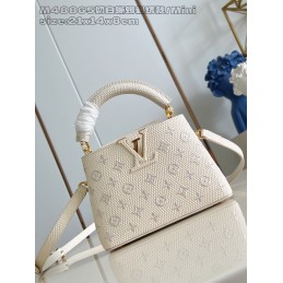 Capucines Mini Ivory Monogram Embossed Leather