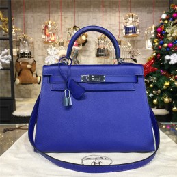Royal Blue Kelly 28 Palladium Hardware Bag