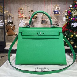 Emerald Green Kelly 28 Palladium Hardware Bag