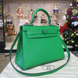 Emerald Green Kelly 28 Palladium Hardware Bag