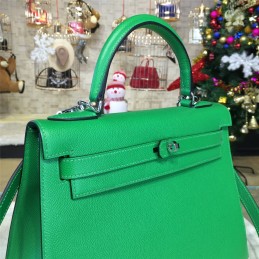Emerald Green Kelly 28 Palladium Hardware Bag