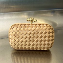 BV Knot Clutch - Gold Satin...