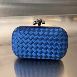 BV Knot Clutch - Blue Satin...