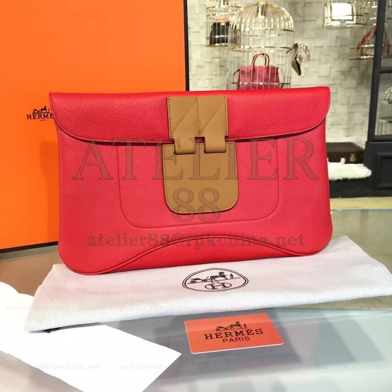 Red Tan Clutch Bag