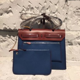Navy Blue Burgundy Herbag Zip 31 Bag