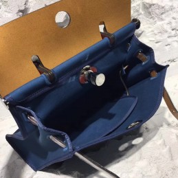 Navy Blue Burgundy Herbag Zip 31 Bag