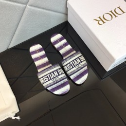 Slippers - Purple, Striped...