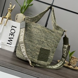 Slit Tote - Olive, Raffia