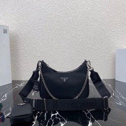 Hobo Bag - Black, Nylon