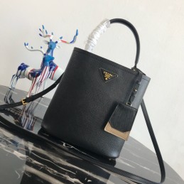 Bucket Bag - Black, Leather...