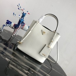 Bucket Bag - White, Leather