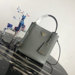 Bucket Bag - Grey, Leather