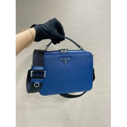 Brique Bag - Blue, Saffiano...