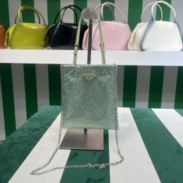 Handbag - Pale Green, Satin