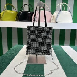 Handbag - Black, Satin
