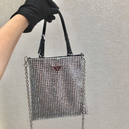 Handbag - Silver, Leather
