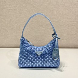 Hobo Bag - Blue, Leather