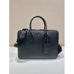 Briefcase - Black, Saffiano...
