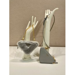Mini Pouch - Grey, Saffiano...