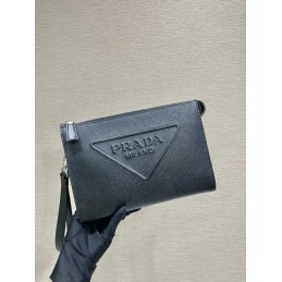 Pouch - Grey, Saffiano Leather