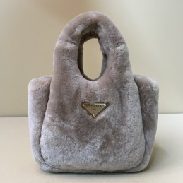 Mini Handbag - Grey, Shearling