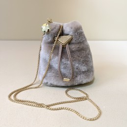 Mini Pouch - Grey, Shearling
