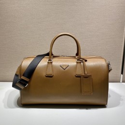 Duffle Bag - Tan, Saffiano...