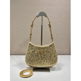 Cleo Bag - Gold, Satin with...