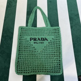 Tote - Green, Crochet Raffia