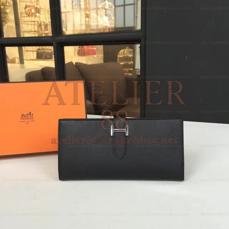 Black Long Bearn Wallet Silver H Hardware