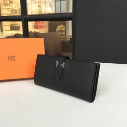 Black Long Bearn Wallet Silver H Hardware