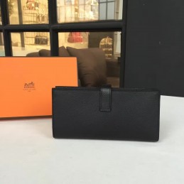 Black Long Bearn Wallet Silver H Hardware