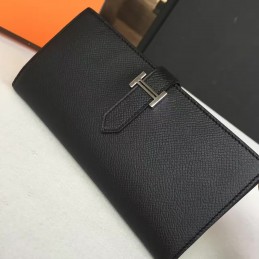 Black Long Bearn Wallet Silver H Hardware