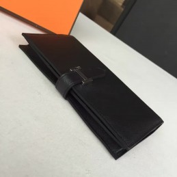 Black Long Bearn Wallet Silver H Hardware