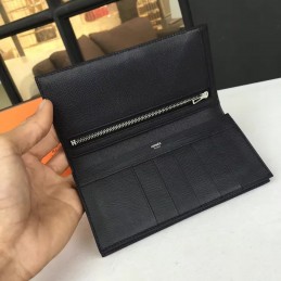 Black Long Bearn Wallet Silver H Hardware