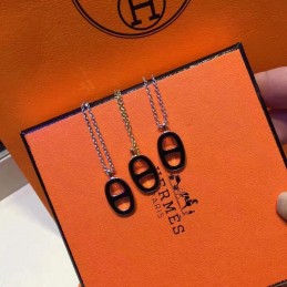 H Pendant Necklace Black White Options