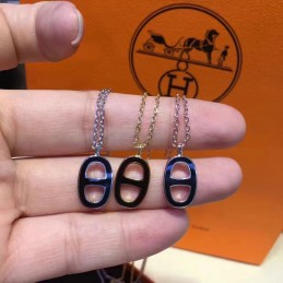 H Pendant Necklace Black White Options