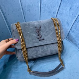 Niki Bag 22cm - Grey, Suede
