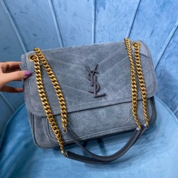 Niki Bag 28cm - Grey, Suede