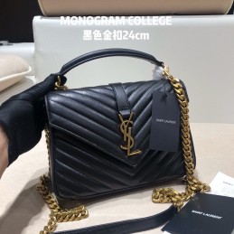 College Bag - Black, Leather