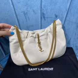 Hobo Bag 24cm - White, Leather